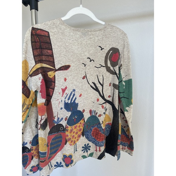 Women's FLORIANA Festive Birds Sweater‎ Holiday SZ S Thanksgiving Pullover Knit - Picture 5 of 7